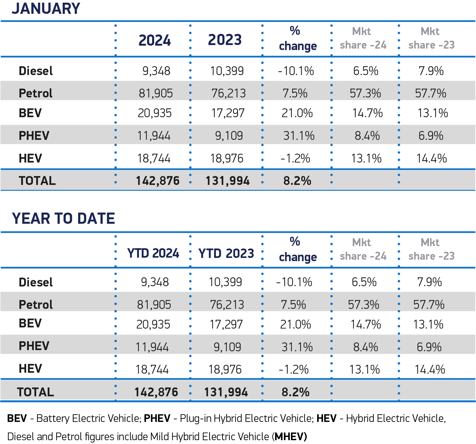 Jan Fuel 2024 and YTD cars