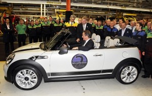 David Cameron drives two millionth MINI off the line at Oxford